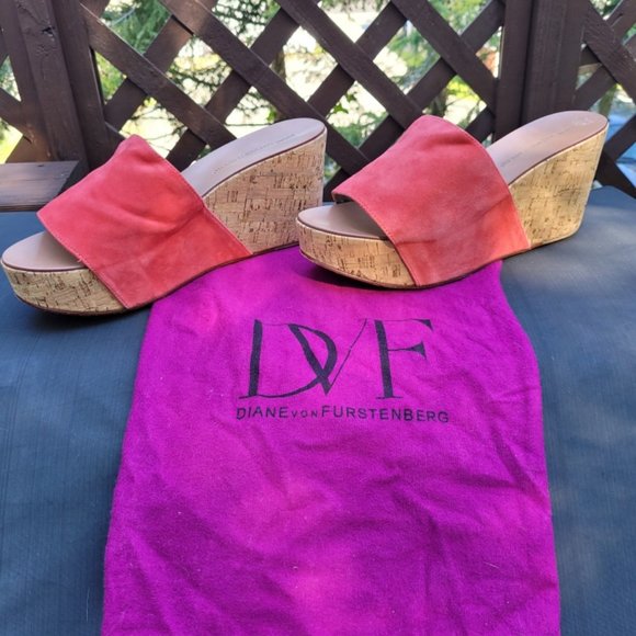 Diane Von Furstenberg Coral Cork Wedge Sandal Womens 8.5 - Picture 7 of 16